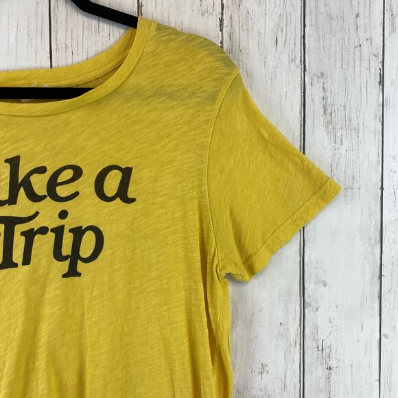 Sundry Yellow Graphic "Take A Trip" Tie Back Short Sleeve T-Shirt Size 1/Small - Picture 3 of 12
